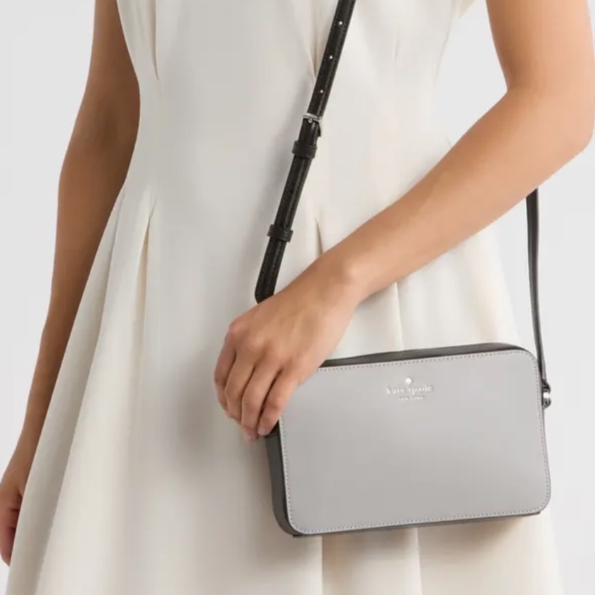 Kate Spade Sienna Colorblock Crossbody Bag Black And Grey Purse Leather